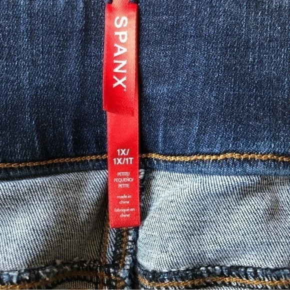 Spanx Denim Distressed Skinny Leggings 1X Blue - Picture 6 of 8